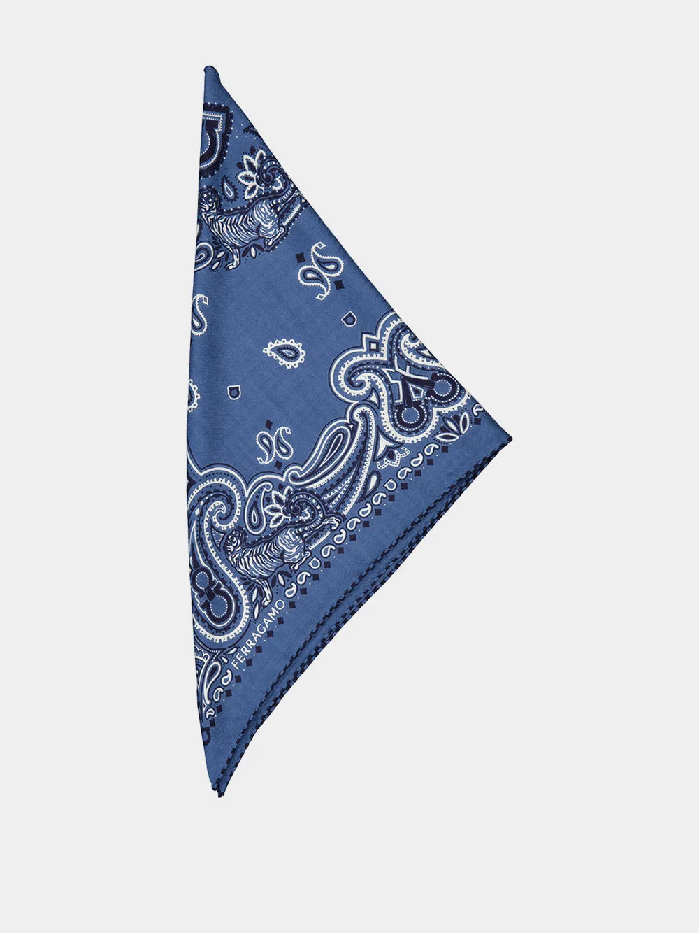 Light Denim Arabesque Print Triangle Scarf sold by Fashion Clinic product image thumbnail 4