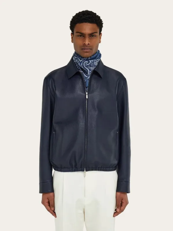 Light Denim Arabesque Print Triangle Scarf made by Salvatore Ferragamo