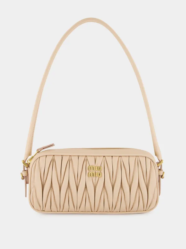 Powder Pink Matelassé Nappa Shoulder Bag made by Miu Miu