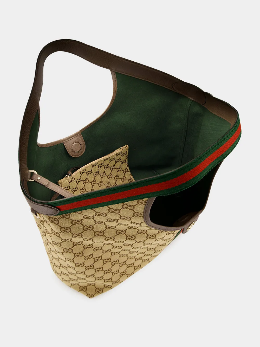 Beige and Brown Giglio Large GG Canvas Tote Bag sold by Fashion Clinic product image thumbnail 5