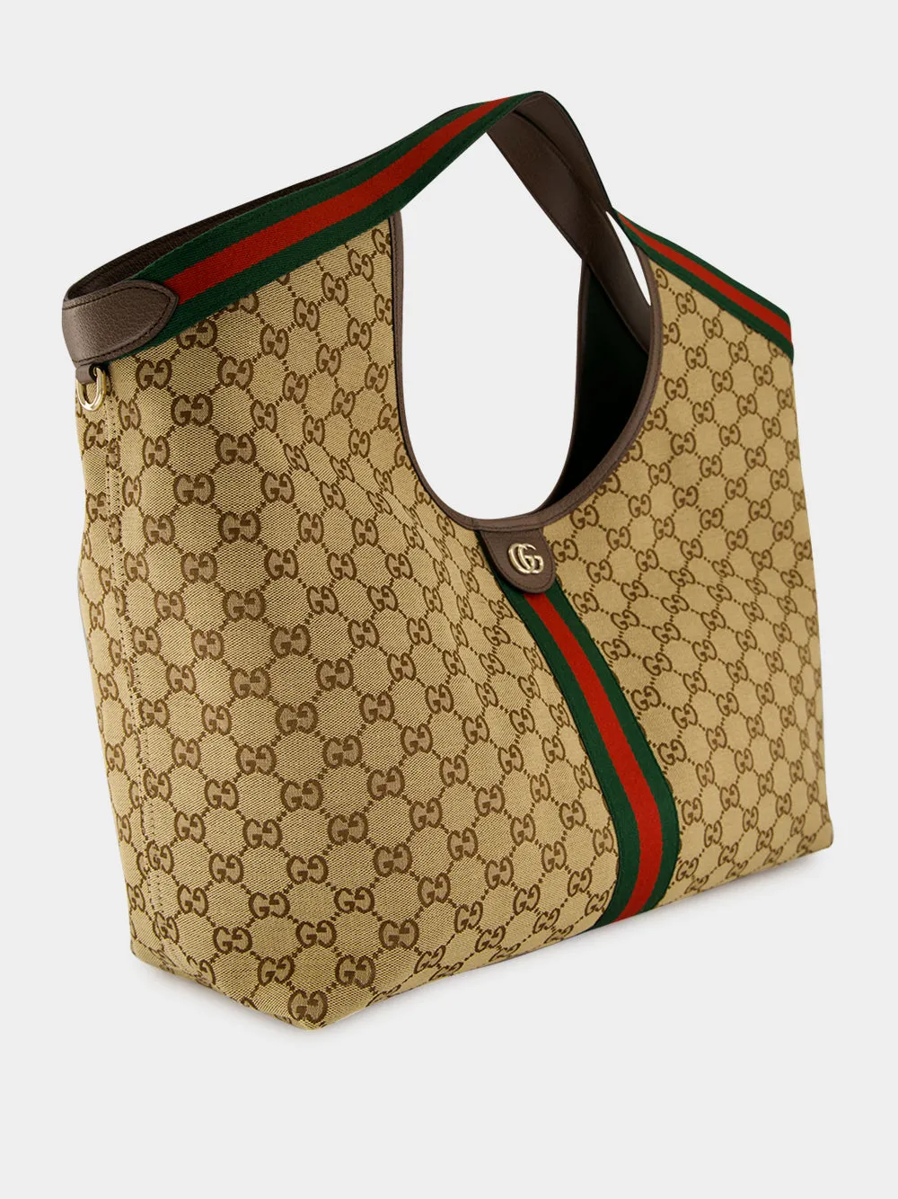 Beige and Brown Giglio Large GG Canvas Tote Bag sold by Fashion Clinic product image thumbnail 2
