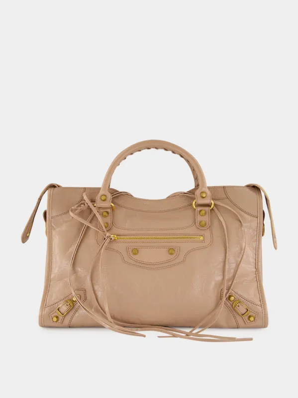 Blush Le City Medium Leather Bag made by Balenciaga