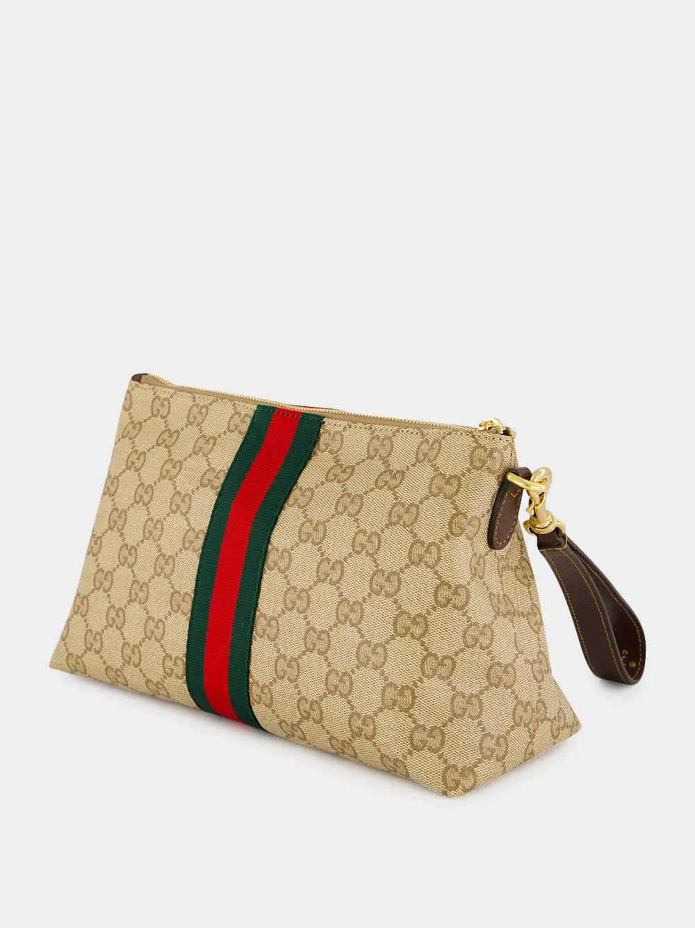 Sand and Brown Small GG Pouch with Web sold by Fashion Clinic product image thumbnail 4