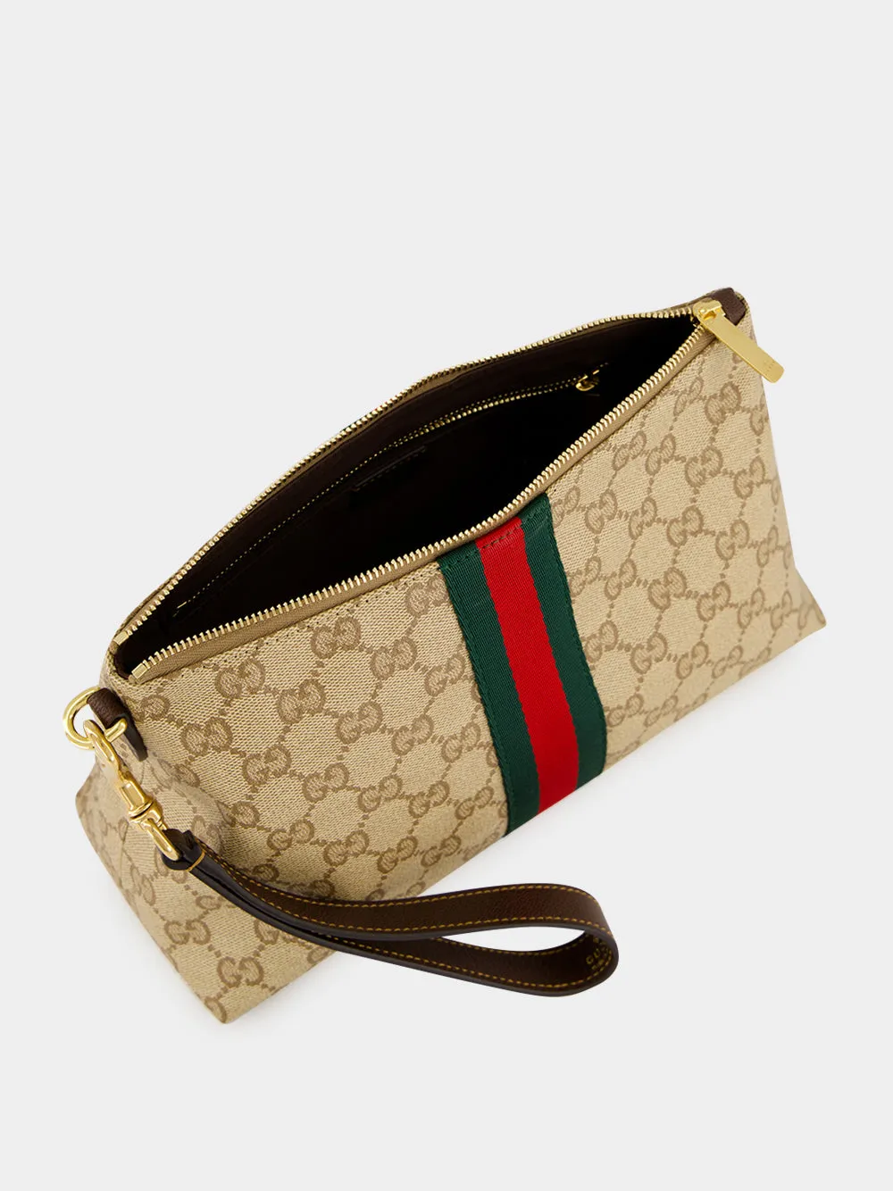 Sand and Brown Small GG Pouch with Web sold by Fashion Clinic product image thumbnail 5
