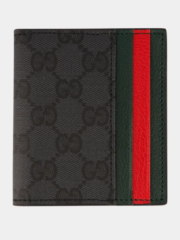 Black GG Canvas Bi-Fold Wallet with Web made by Gucci