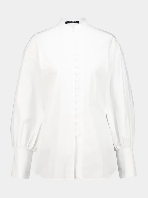 White Batwing Cotton Poplin Shirt made by Balmain