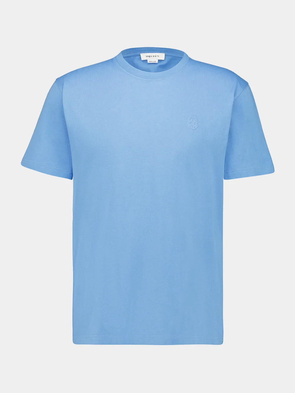 Blue Embossed Cotton T-Shirt sold by Fashion Clinic