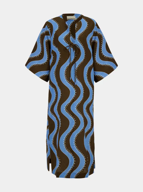 Blue Frankie Linen Midi Tunic Dress made by Alemais
