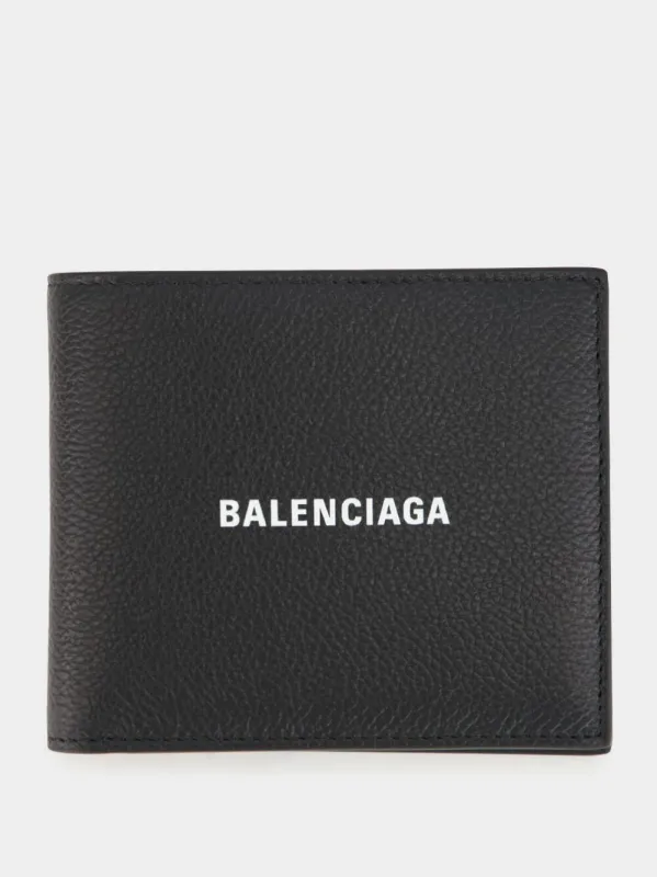Black Cash Square Folded Leather Wallet made by Balenciaga