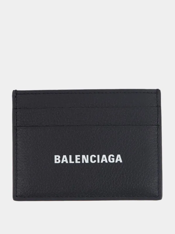 Black Leather Card Holder made by Balenciaga