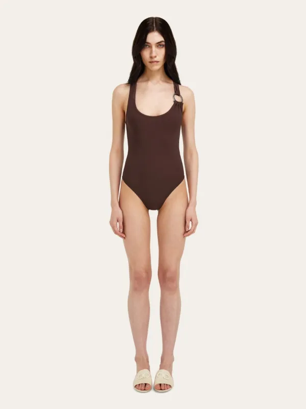 Espresso Gancini One-Piece Swimsuit made by Salvatore Ferragamo