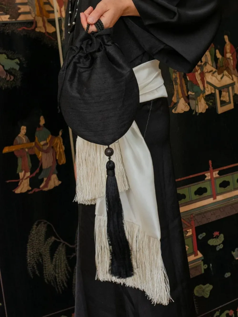 Étoile Black Raw Silk Pouch sold by Fashion Clinic product image thumbnail 3