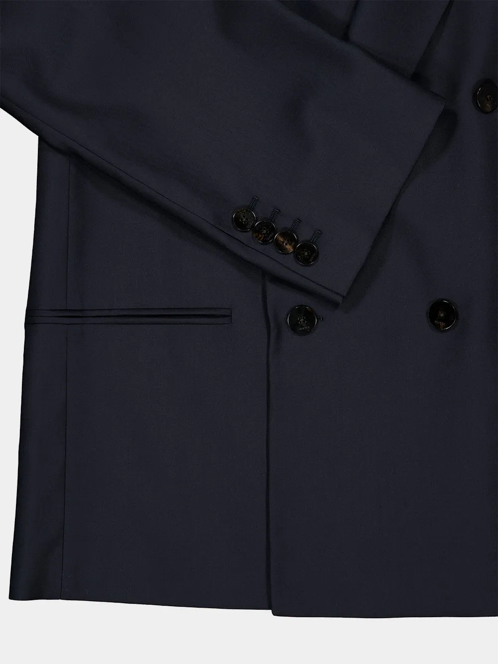 Dark Blue Light Wool Double-Breasted Jacket sold by Fashion Clinic product image thumbnail 4