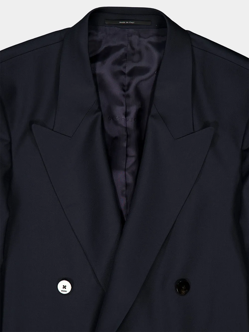 Dark Blue Light Wool Double-Breasted Jacket sold by Fashion Clinic product image thumbnail 3