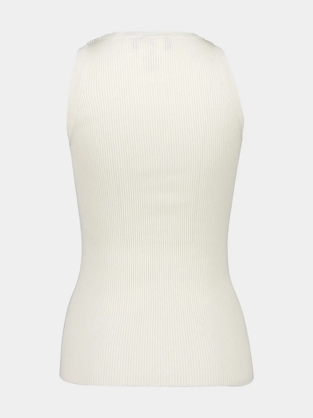 White Ribbed Silk-Cotton Tank Top sold by Fashion Clinic product image thumbnail 2