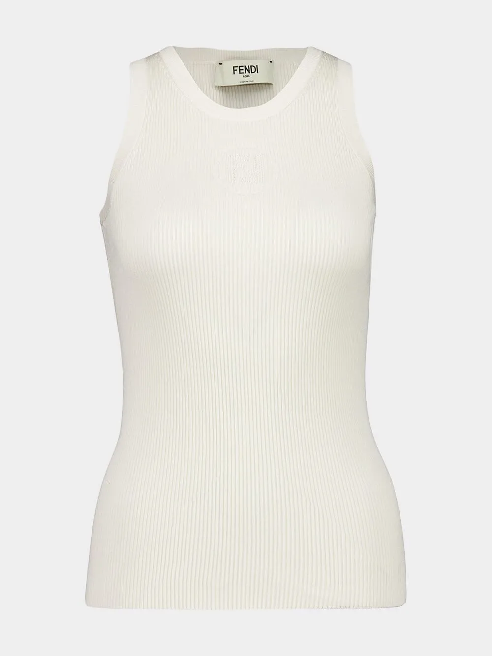 White Ribbed Silk-Cotton Tank Top sold by Fashion Clinic