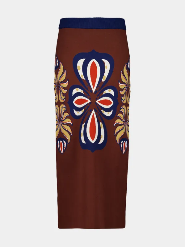 Spar Potting Soil Jacquard Pencil Skirt made by Fashion Clinic
