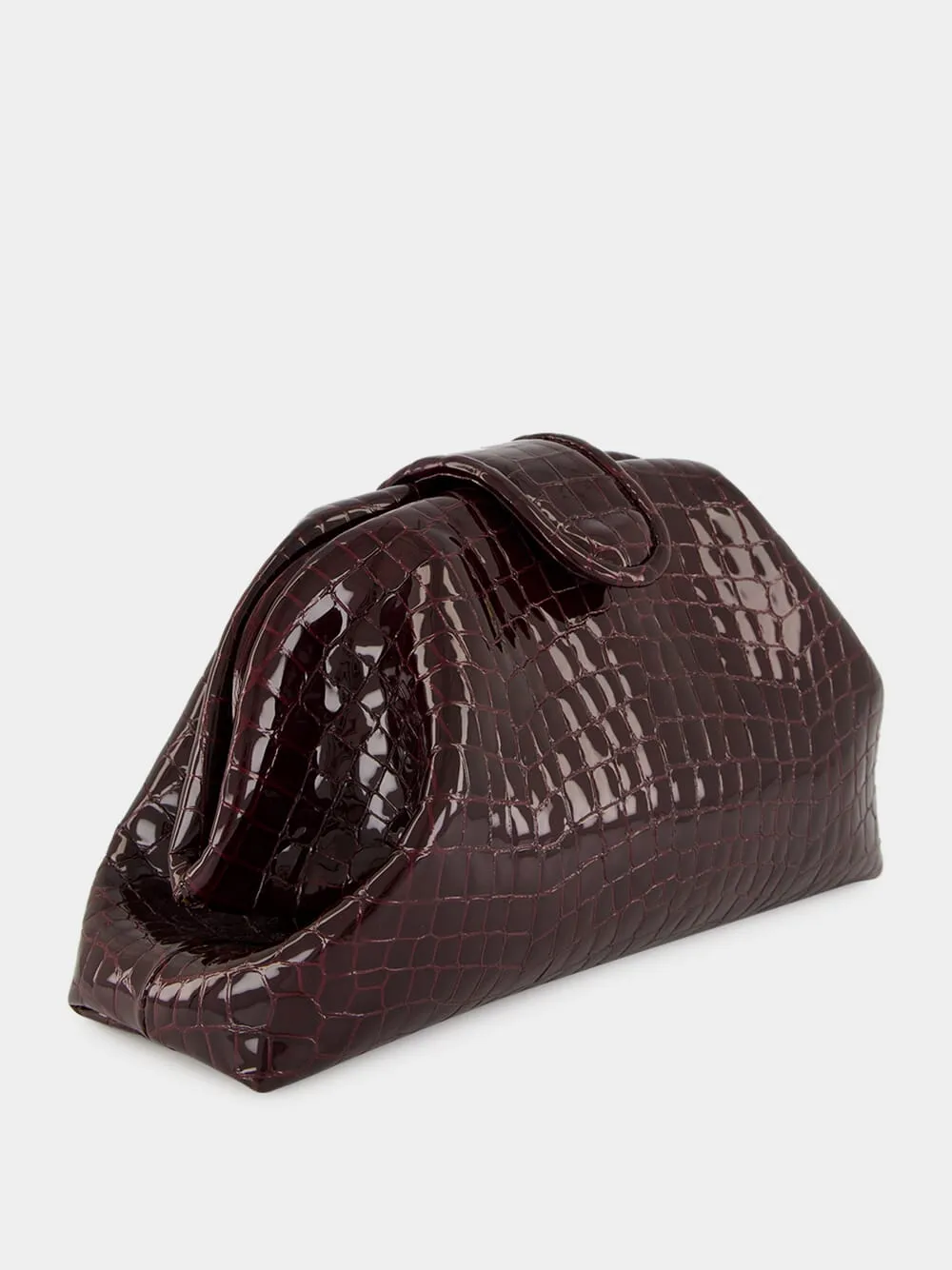 Mavie Bordeaux Croco Leather Clutch with Closure sold by Fashion Clinic product image thumbnail 3