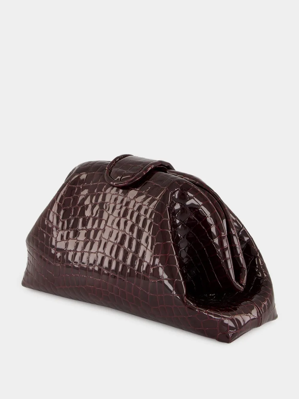 Mavie Bordeaux Croco Leather Clutch with Closure sold by Fashion Clinic product image thumbnail 5