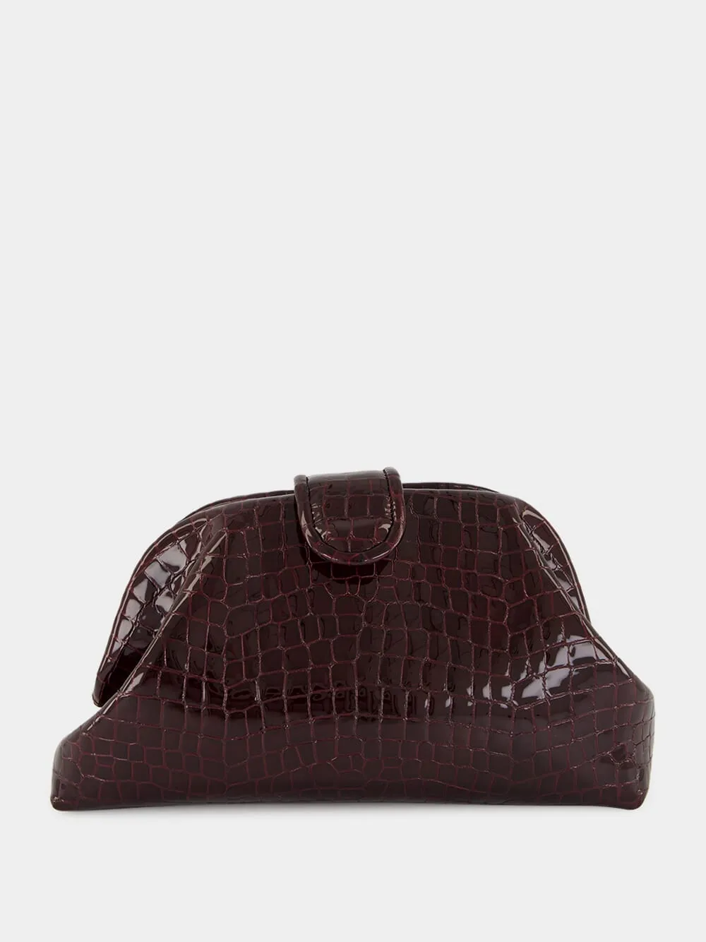 Mavie Bordeaux Croco Leather Clutch with Closure sold by Fashion Clinic