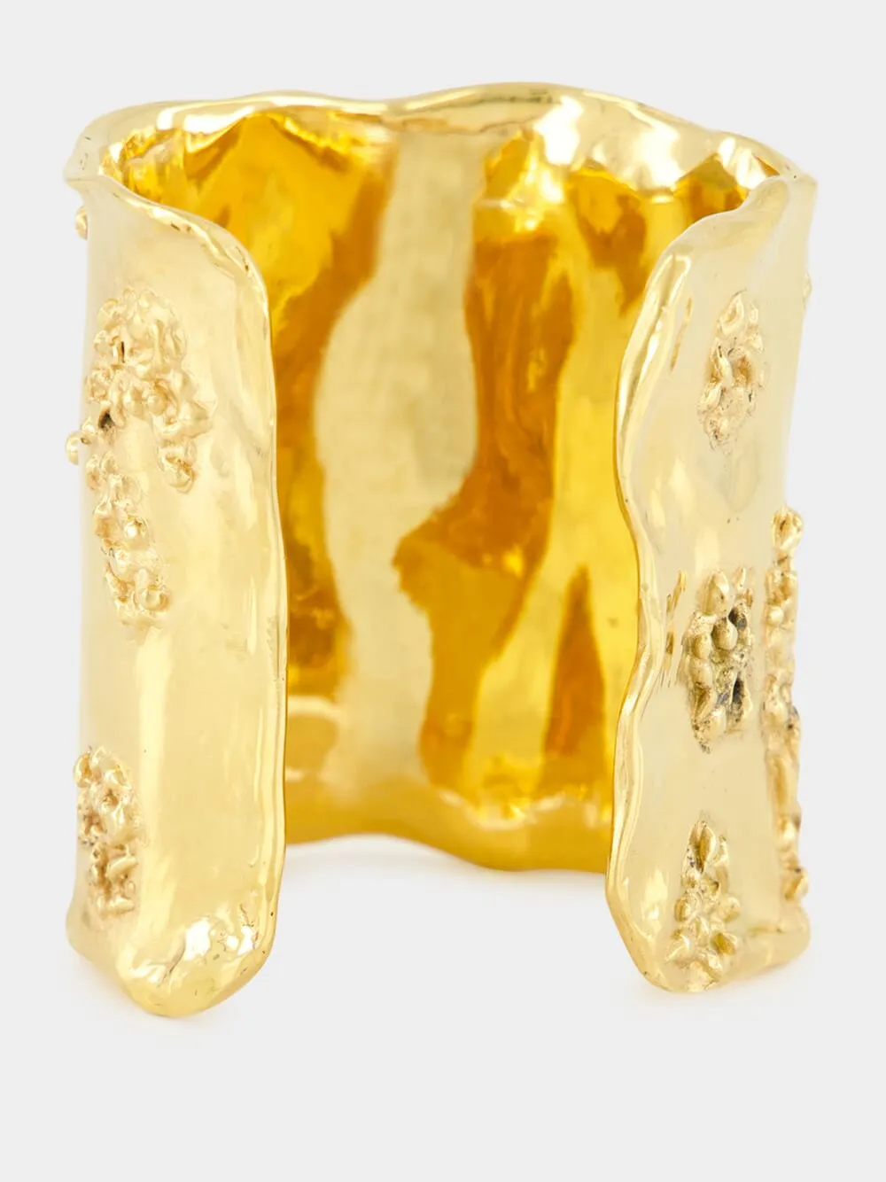 Lava Gold Organic Textured Golden Brass Cuff sold by Fashion Clinic product image thumbnail 4