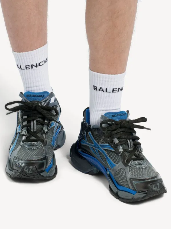 Black Blue Grey Runner Gradient Mesh Sneakers made by Balenciaga