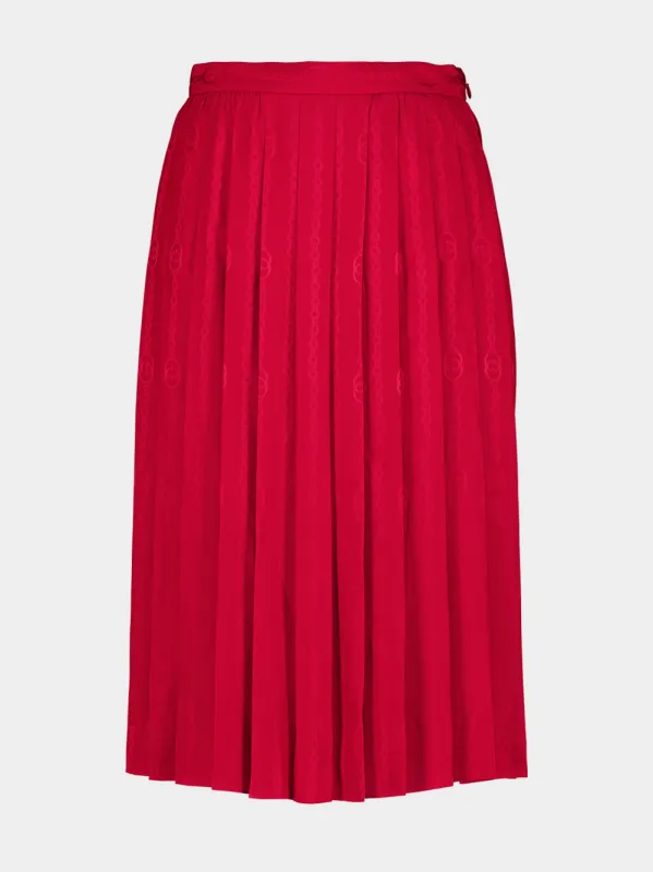 Red Interlocking G Chain Silk Jacquard Midi Skirt made by Gucci
