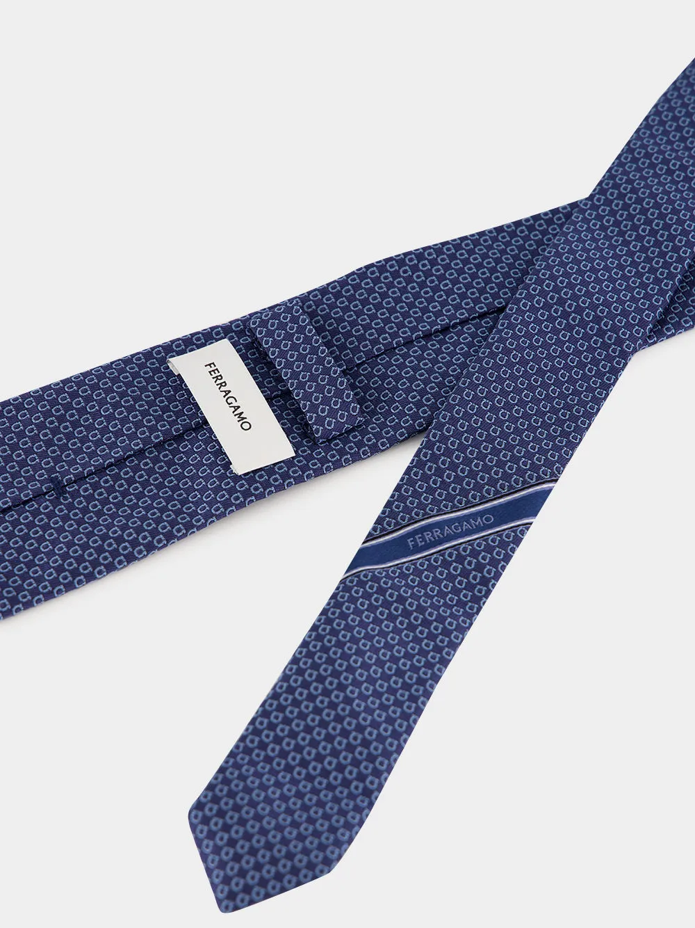 Blue Micro Gancini Silk Jacquard Tie sold by Fashion Clinic product image thumbnail 4