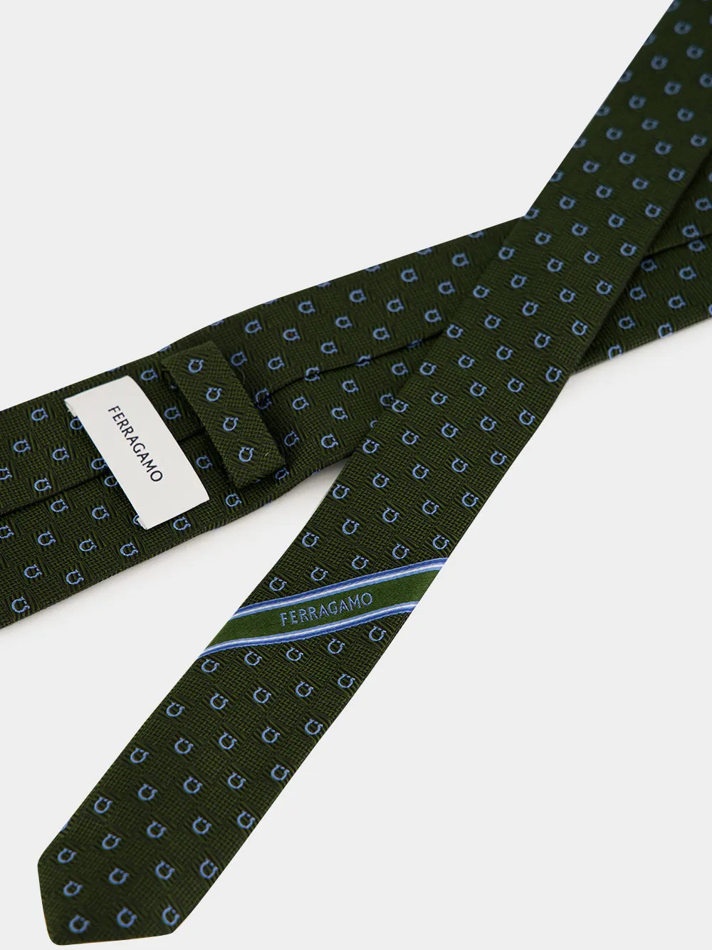 Green Gancini Silk Jacquard Tie sold by Fashion Clinic product image thumbnail 4