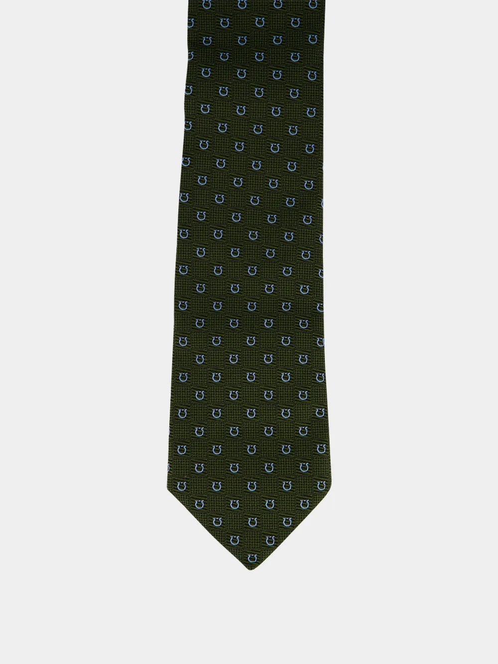 Green Gancini Silk Jacquard Tie sold by Fashion Clinic product image thumbnail 2
