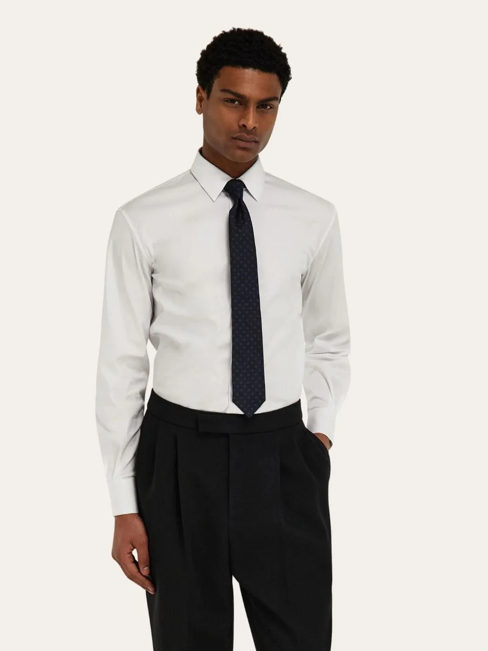Dark Blue Gancini Silk Jacquard Tie sold by Fashion Clinic