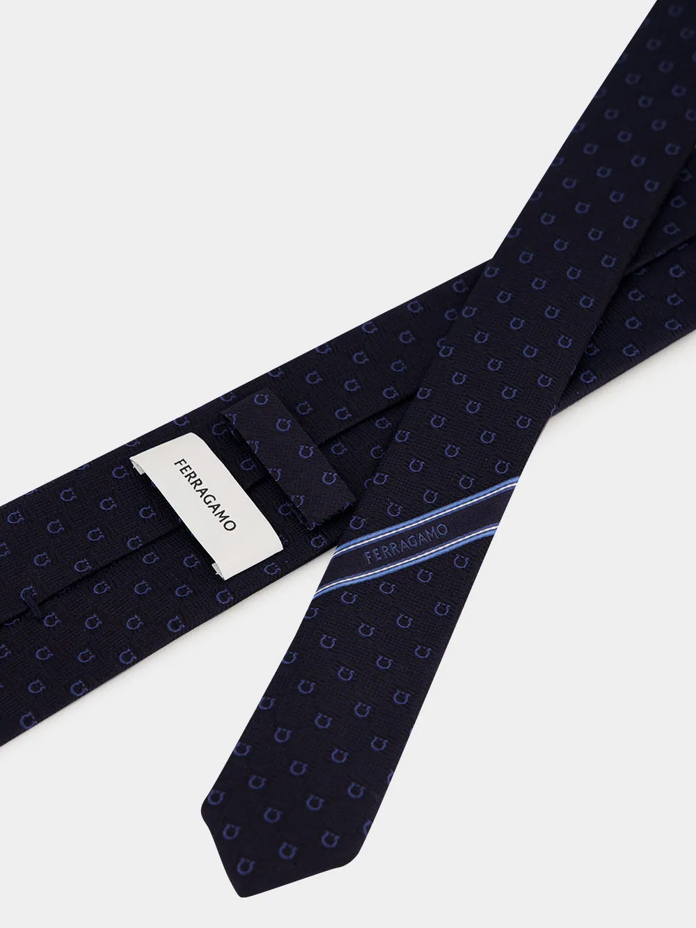 Dark Blue Gancini Silk Jacquard Tie sold by Fashion Clinic product image thumbnail 5