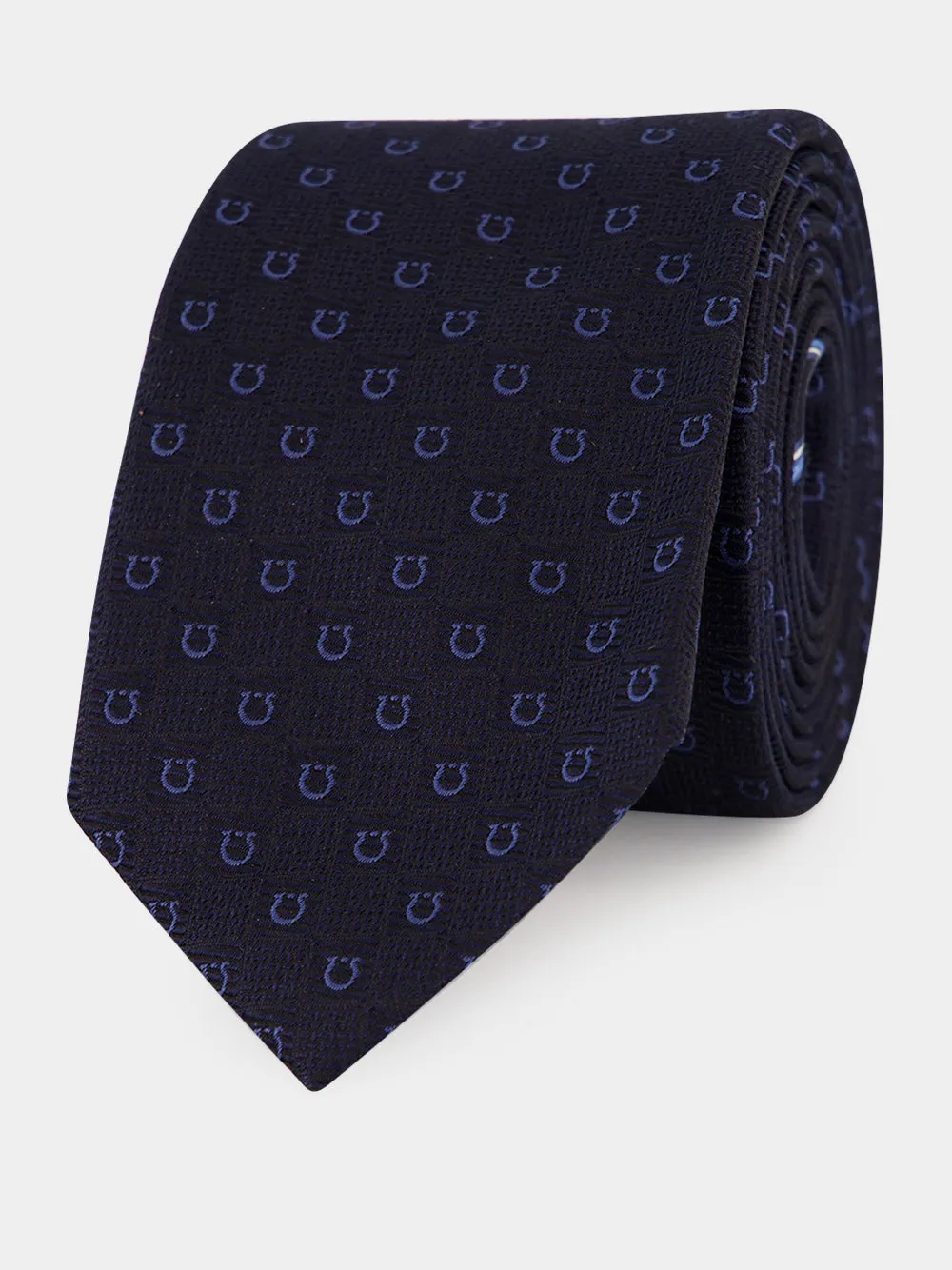 Dark Blue Gancini Silk Jacquard Tie sold by Fashion Clinic product image thumbnail 2