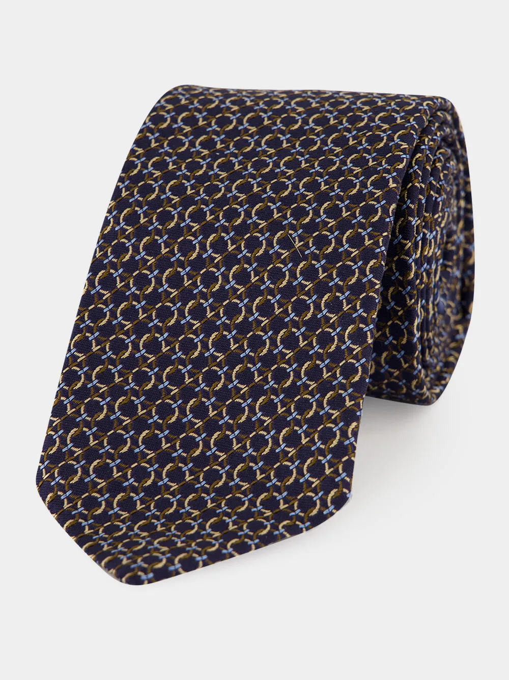 Brown Gancini Silk Jacquard Tie sold by Fashion Clinic