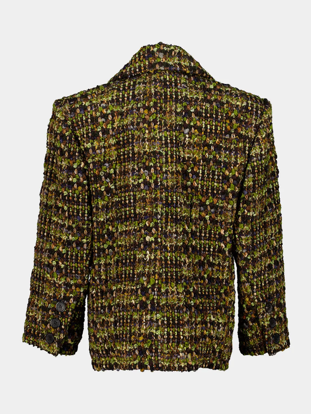 Khaki Grey Green Tweed Single-Breasted Blazer sold by Fashion Clinic product image thumbnail 4