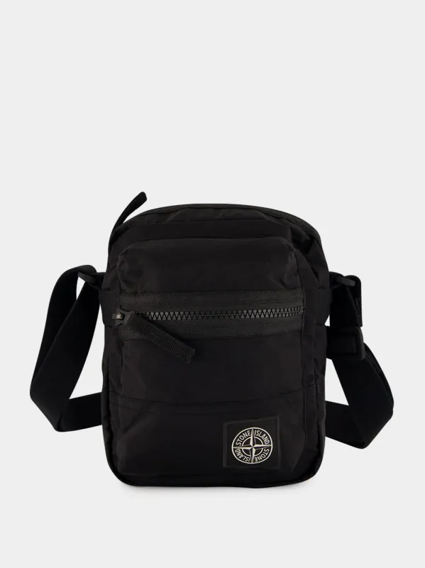 Black Coated Nylon Crossbody Bag made by Stone Island