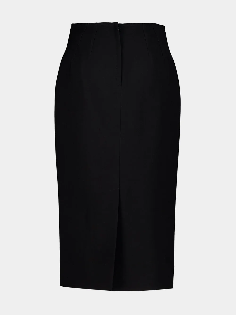 Black Double Wool Crêpe Pencil Skirt sold by Fashion Clinic product image thumbnail 4