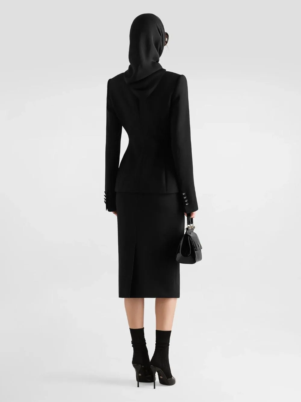 Black Double Wool Crêpe Pencil Skirt sold by Fashion Clinic product image thumbnail 3