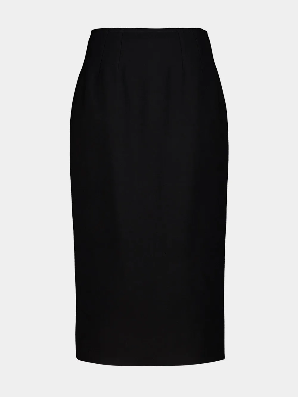 Black Double Wool Crêpe Pencil Skirt sold by Fashion Clinic product image thumbnail 2