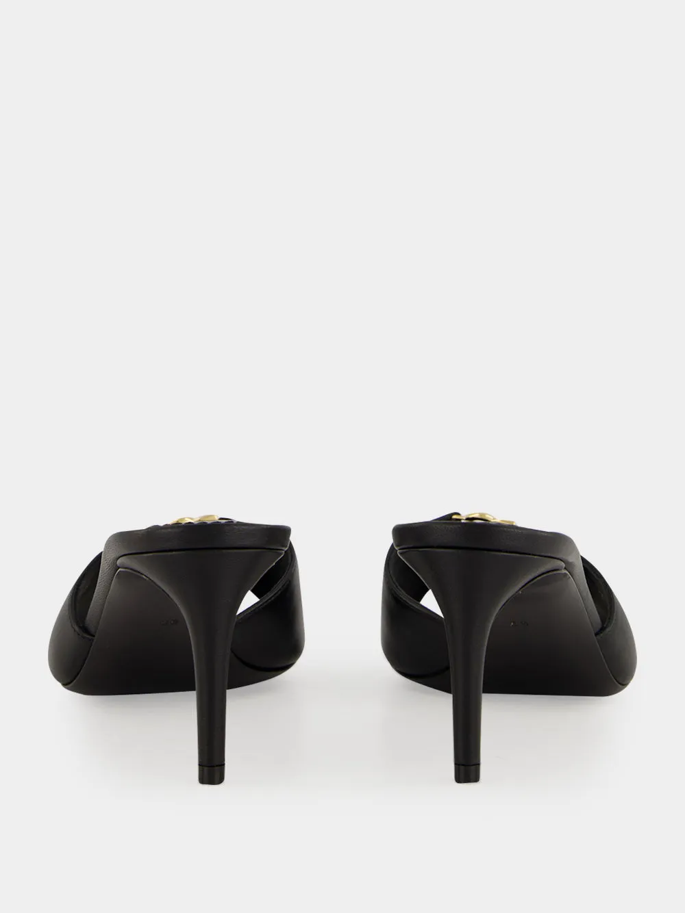 Black Leather Heeled Mules sold by Fashion Clinic product image thumbnail 5