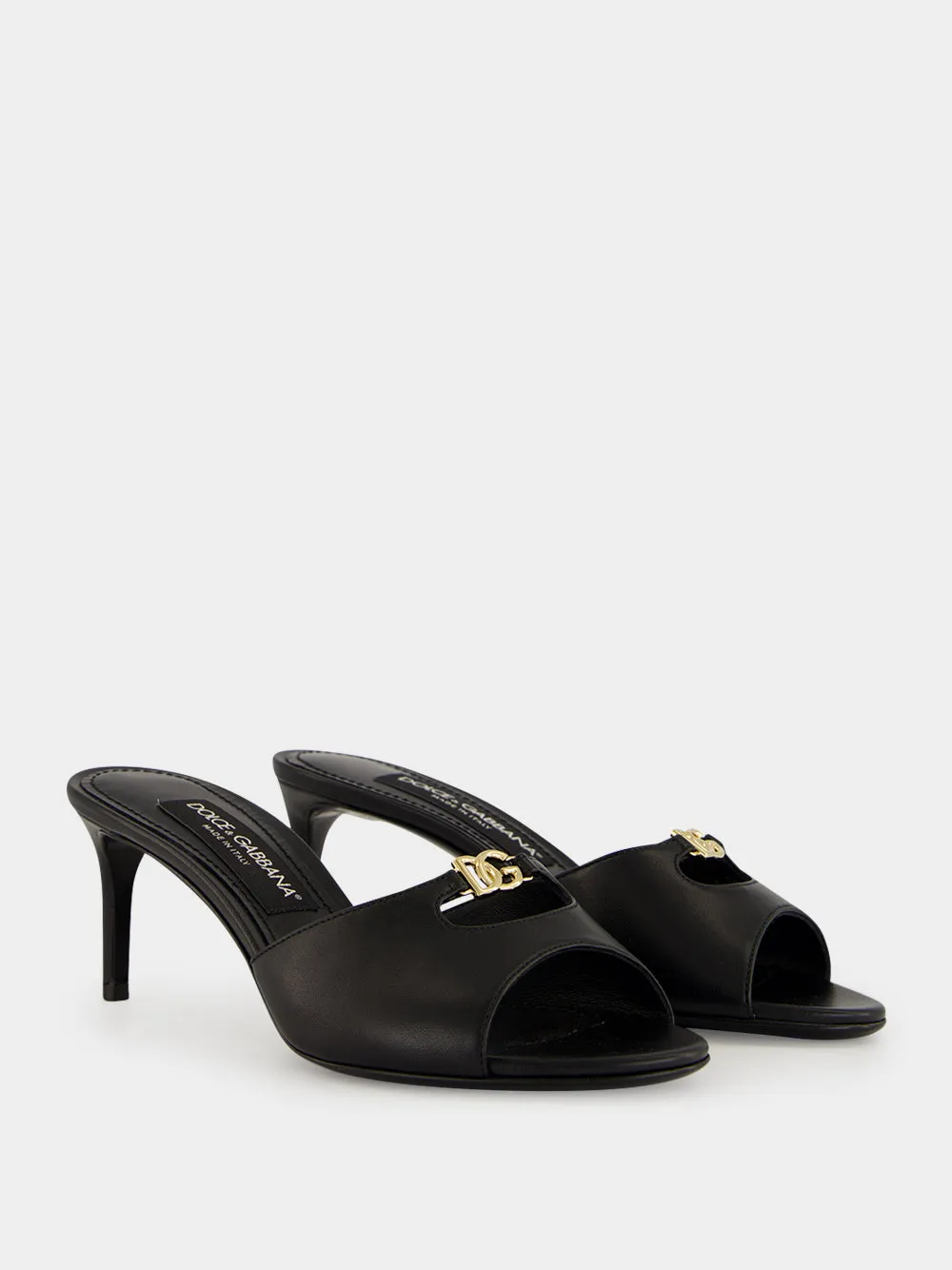 Black Leather Heeled Mules sold by Fashion Clinic product image thumbnail 3