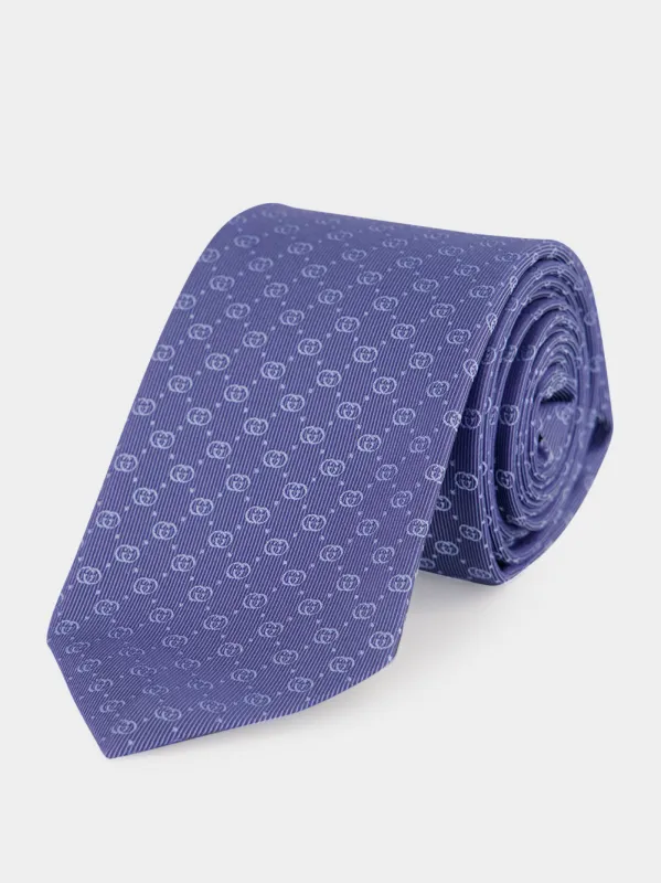 Light Blue Interlocking G Silk Jacquard Tie made by Gucci