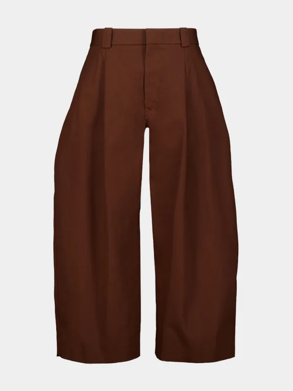 Brown Cotton Barrel Trousers made by Balenciaga