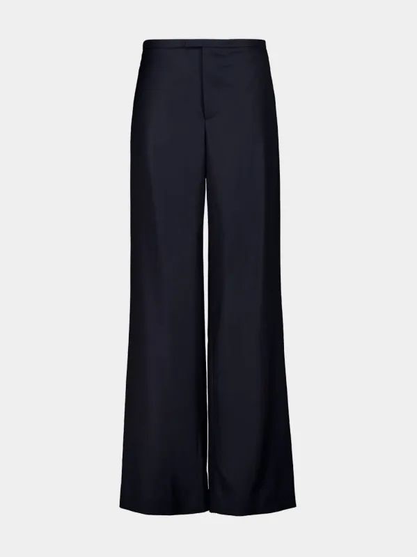 Dark Blue Light Wool Tailored Pants made by Gucci
