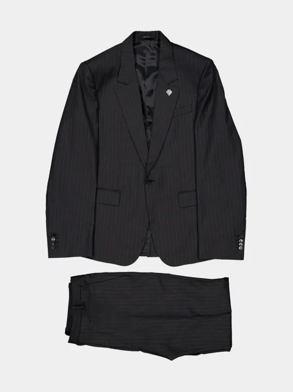 Black Pinstripe Wool Suit made by Gucci