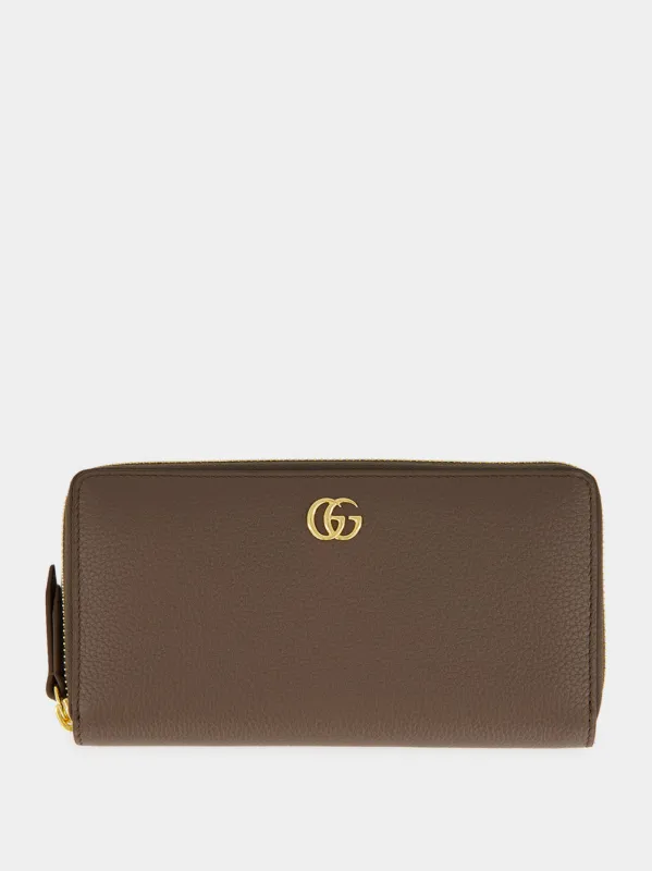 Dark Taupe Petit Marmont Leather Wallet made by Gucci
