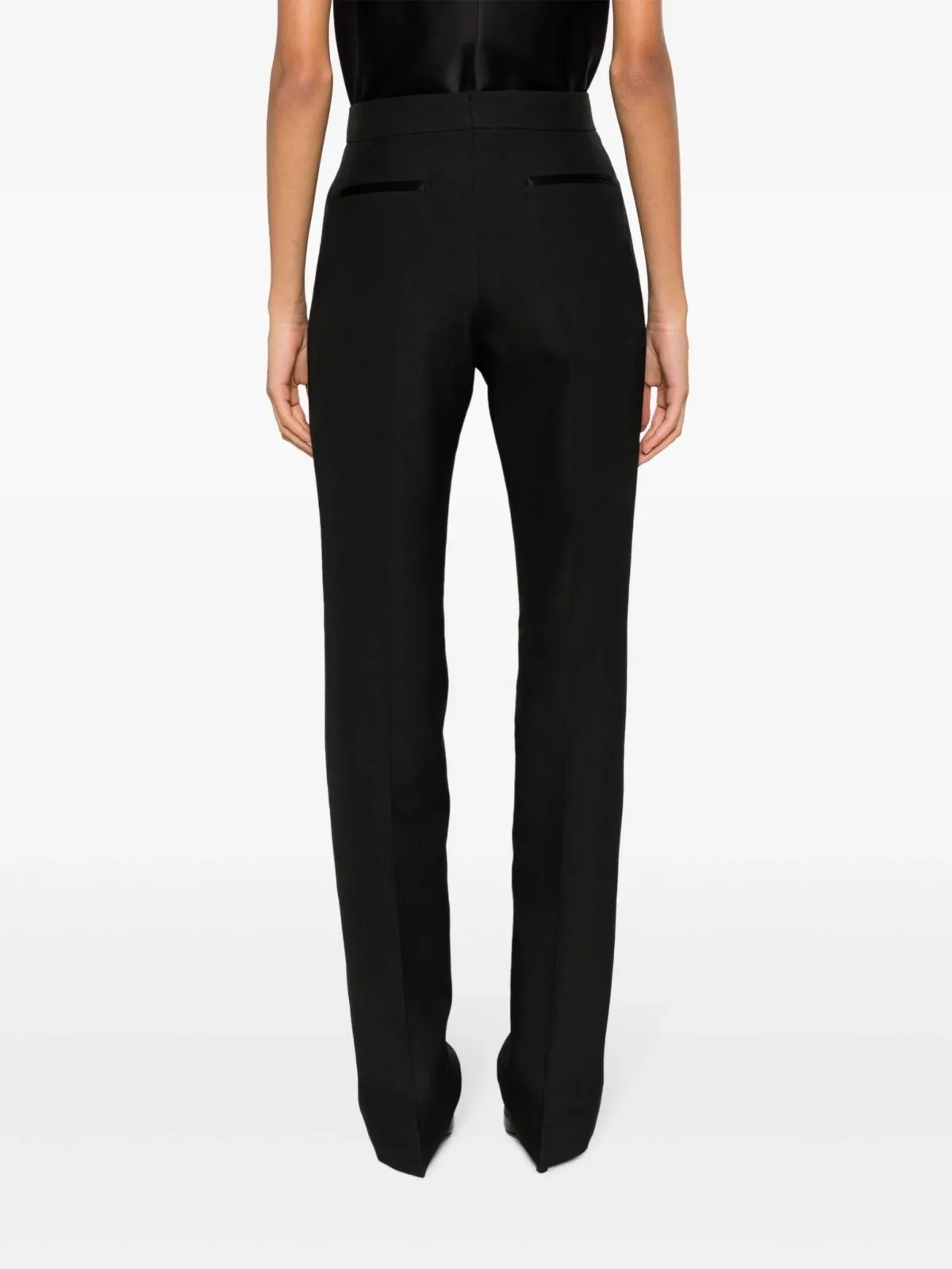 Straight-Leg Silk-Blend Black Trousers sold by Fashion Clinic product image thumbnail 4