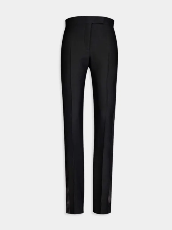 Straight-Leg Silk-Blend Black Trousers made by Tom Ford