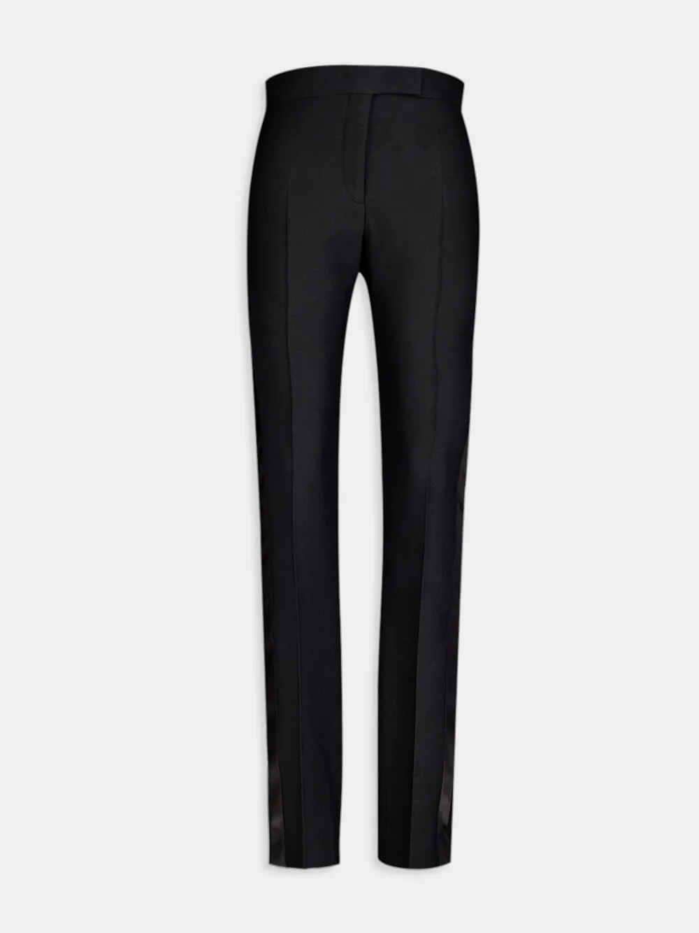Straight-Leg Silk-Blend Black Trousers sold by Fashion Clinic