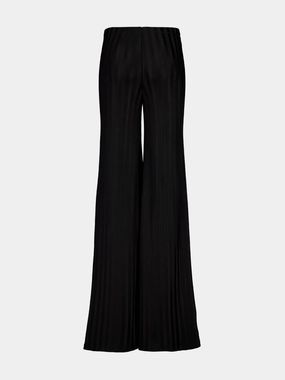 Black Flared Knit Trousers in Herringbone Viscose sold by Fashion Clinic product image thumbnail 2